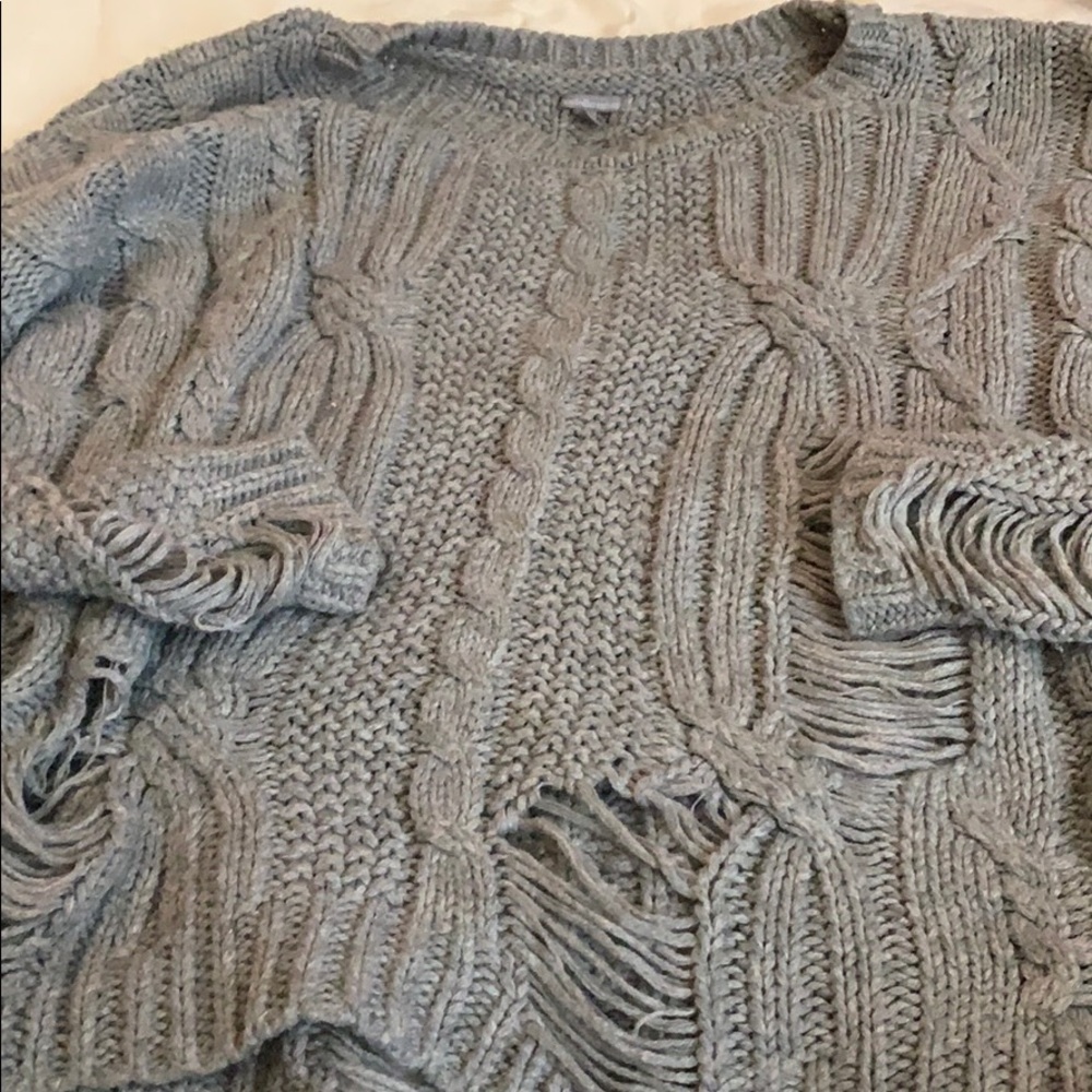 CHARLOTTE RUSSE distressed gray sweater